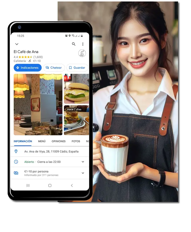 Detalles del Perfil de Negocio en Google de una cafetería